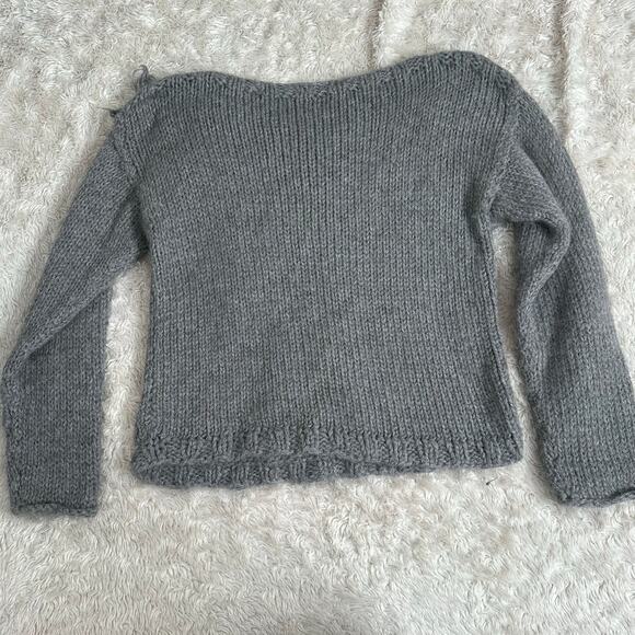 KKIBO Baby Alpaca Gray Fringe Knit Boatneck Sweater S/M - Picture 6 of 8
